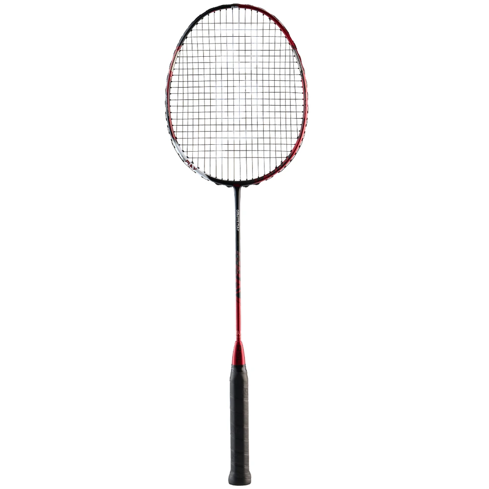 RSL Gravite Play badminton racket in black and red – full product view